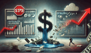 Digital marketing concept showing wasted ad spend and ineffective online advertising strategy